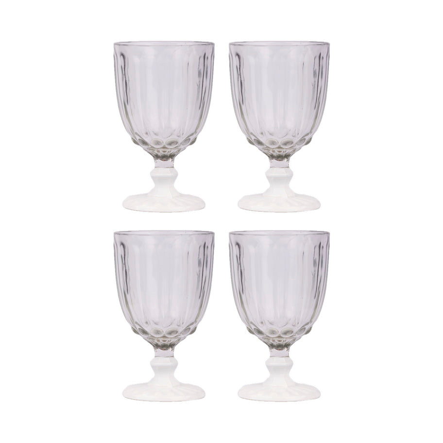 Glasses - Dotted Clear & White (Set of 4)