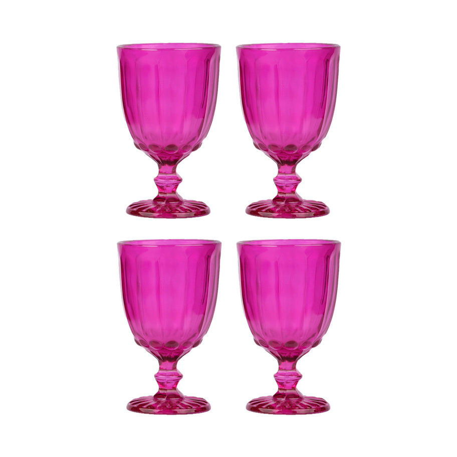 Glasses - Dotted Dark Pink (Set of 4)
