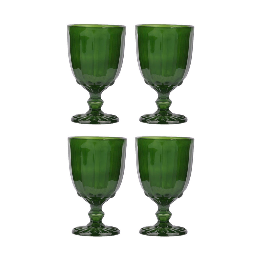 Glasses - Dotted Dark Green (Set of 4)