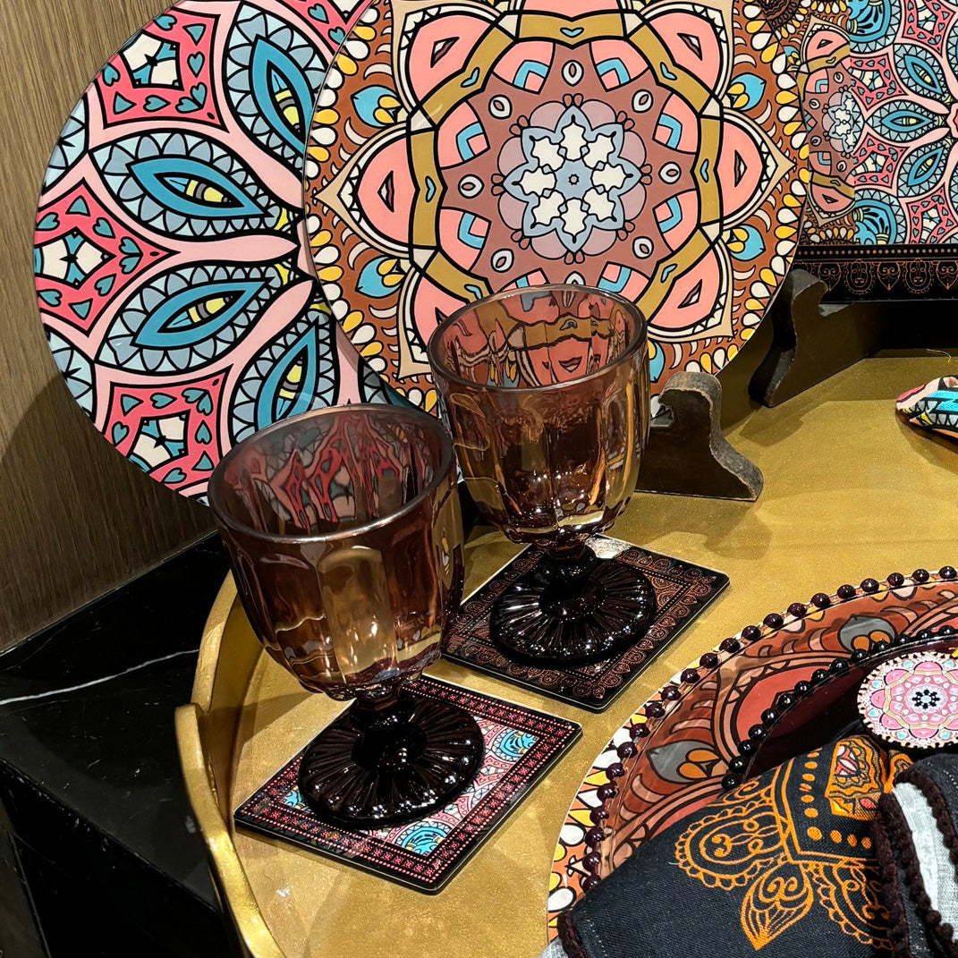 Glasses - Dotted Light Brown (Set of 4)