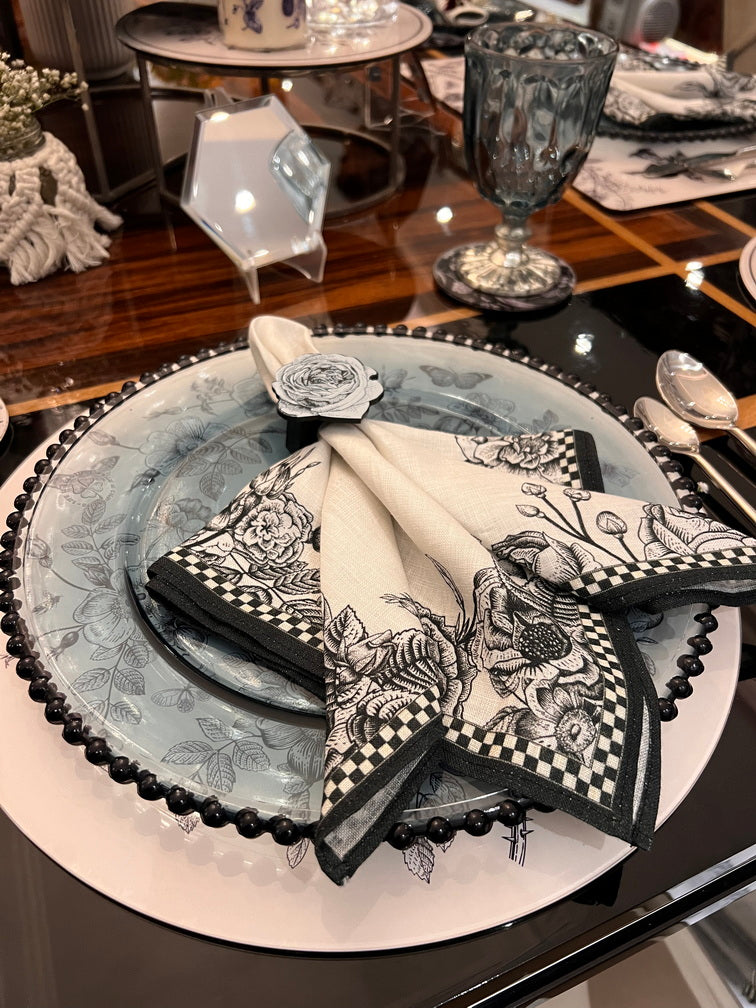 Napkin Sets - Flora Fauna Flower Border Cocktail (Set of 4)