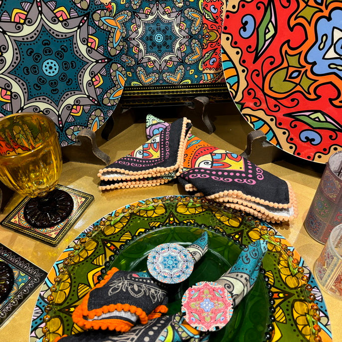 Napkin Sets - Mandala Zazu Black Rings (Set of 4)