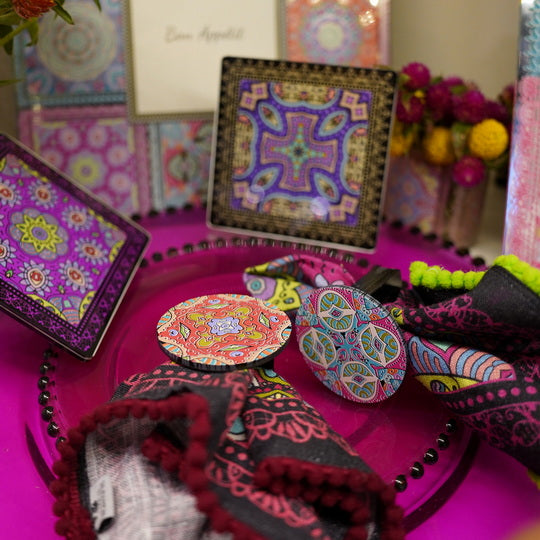 Napkin Sets - Mandala Kirost Black Rings (Set of 4)