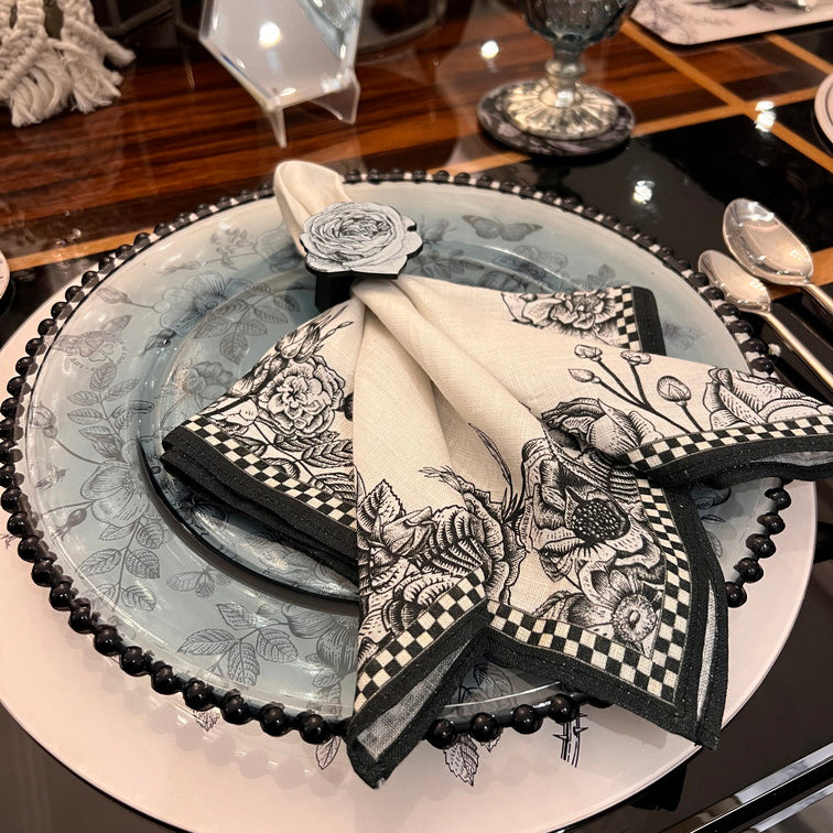 Napkin Sets - Flora Fauna Flower Border Cocktail (Set of 4)