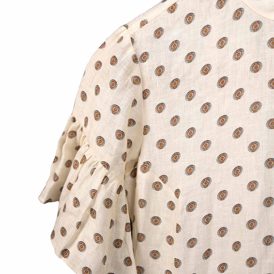 The Explorer - White Frill Dress with Cloth Belt