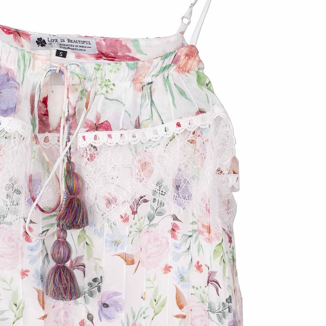 Garden - Pastel Flowers Lace-work 
Long Dress