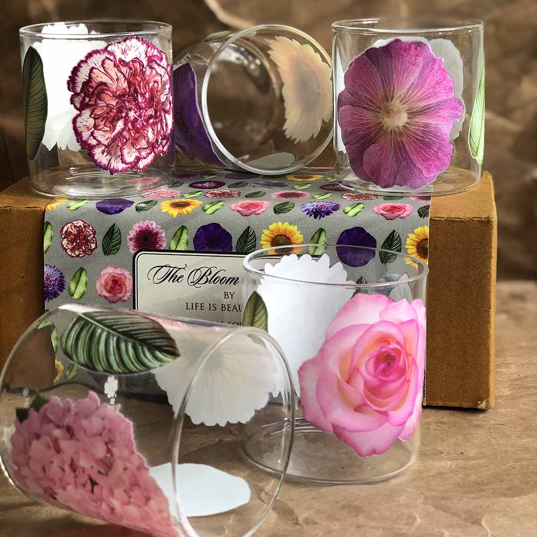 Glasses - Bloom Squat Single Flower (Set of 6)