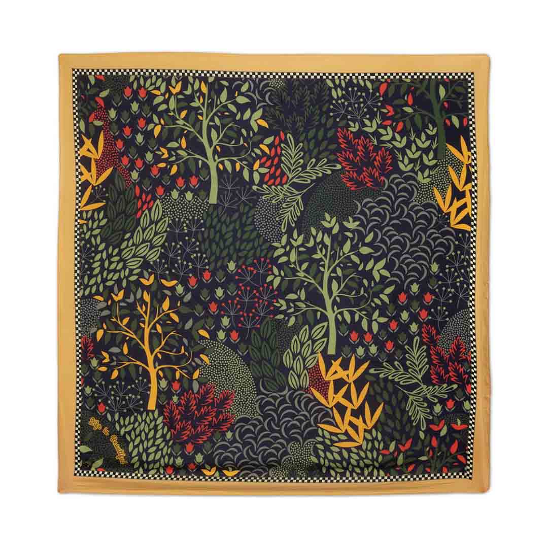 Silk Habutai - Tree Leaves Night