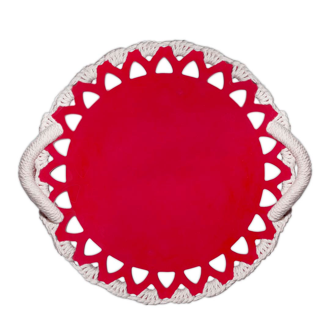 Trays - Picnic Macrame Red & Ivory Tray