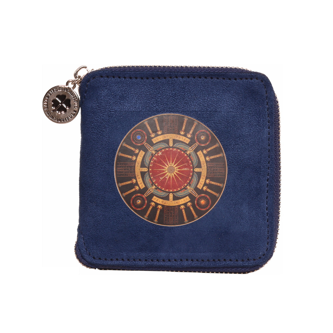 Suede Wallet – Zodiac Wheel Midnight Blue