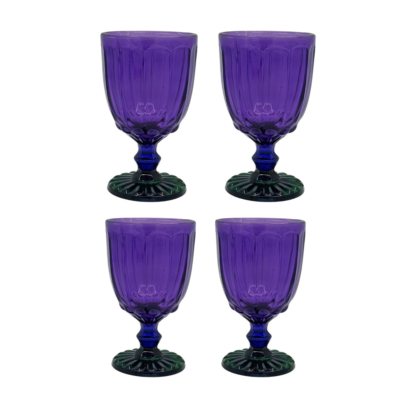 Glasses - Dotted Purple & Green (Set of 4)