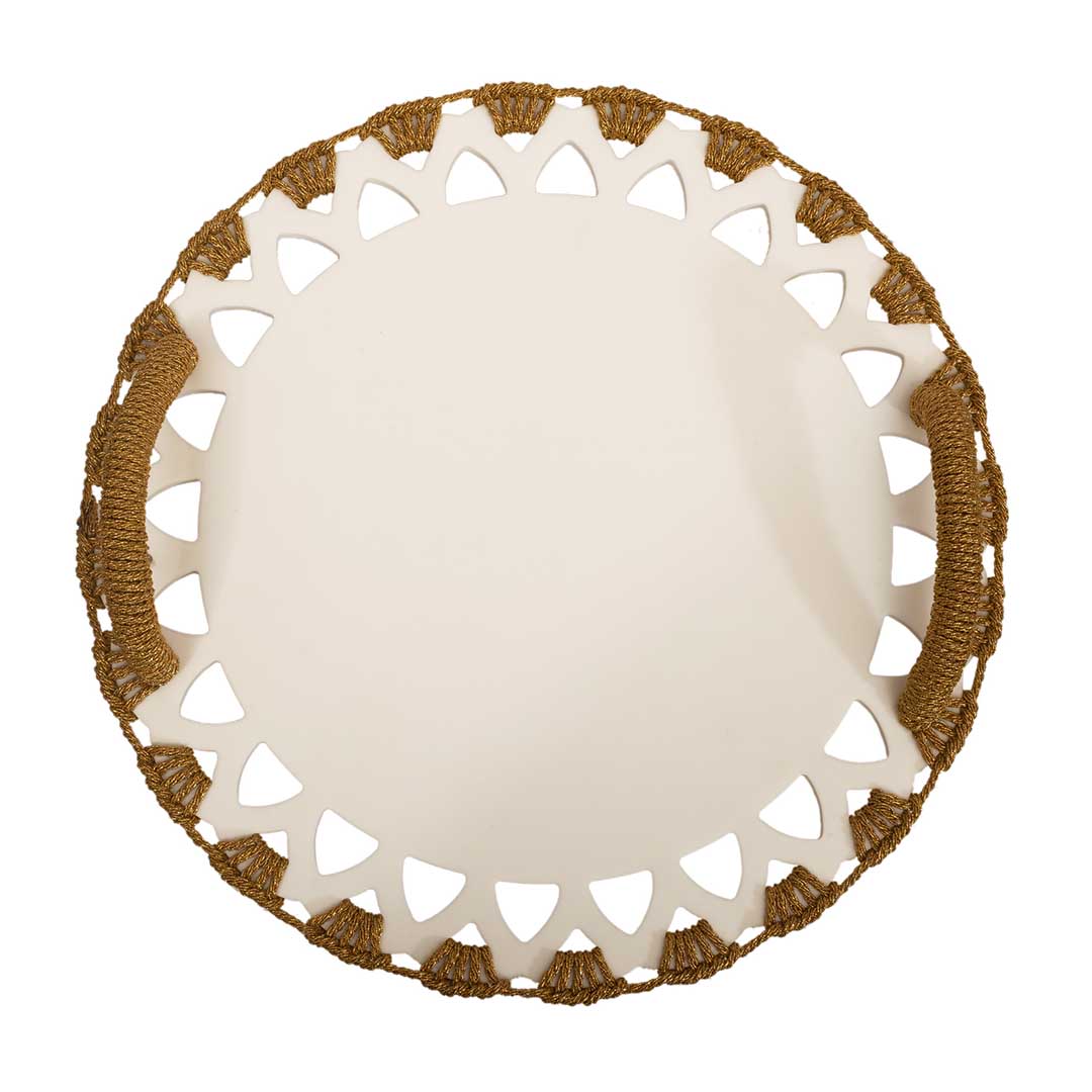 Trays - Picnic Macrame Ivory & Gold Tray