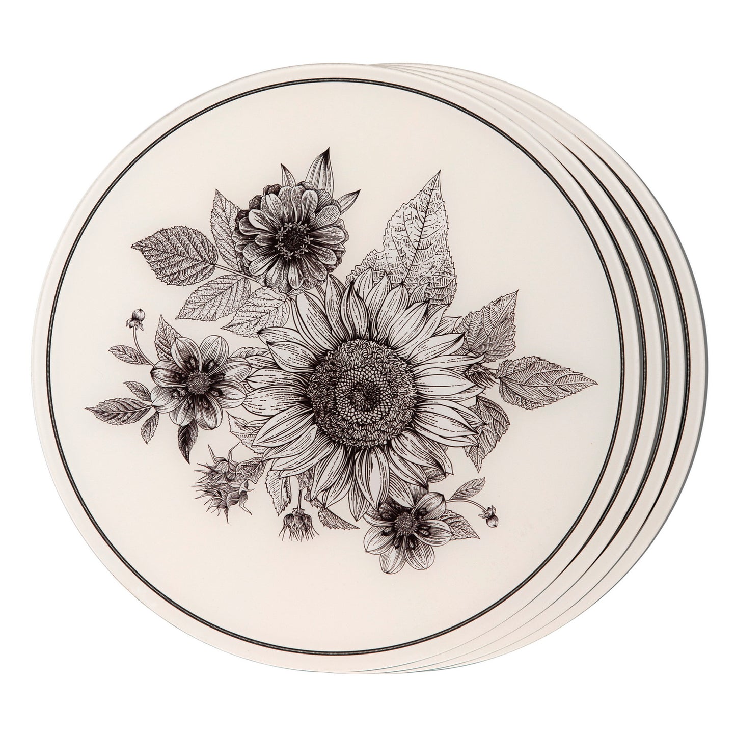 Placemat - Flora & Fauna Round Flower Bunch  (Set of 4)