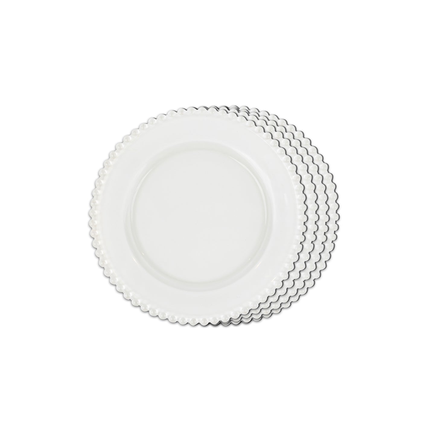 Quarter Plates - Dotted White Opaque (Set of 4)