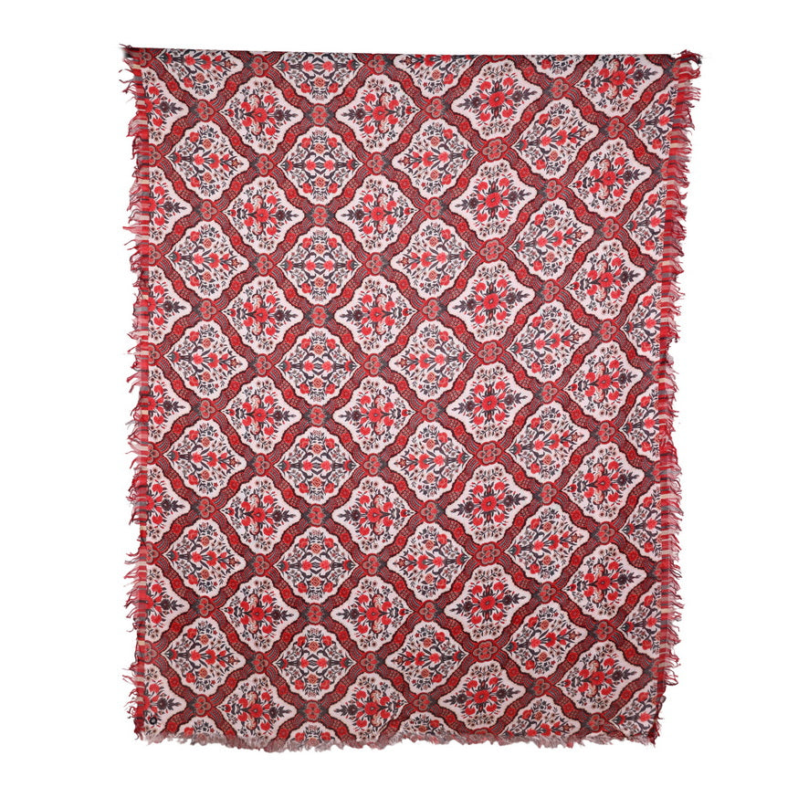 Twill Pashmina Shawl - Ogee Floral
