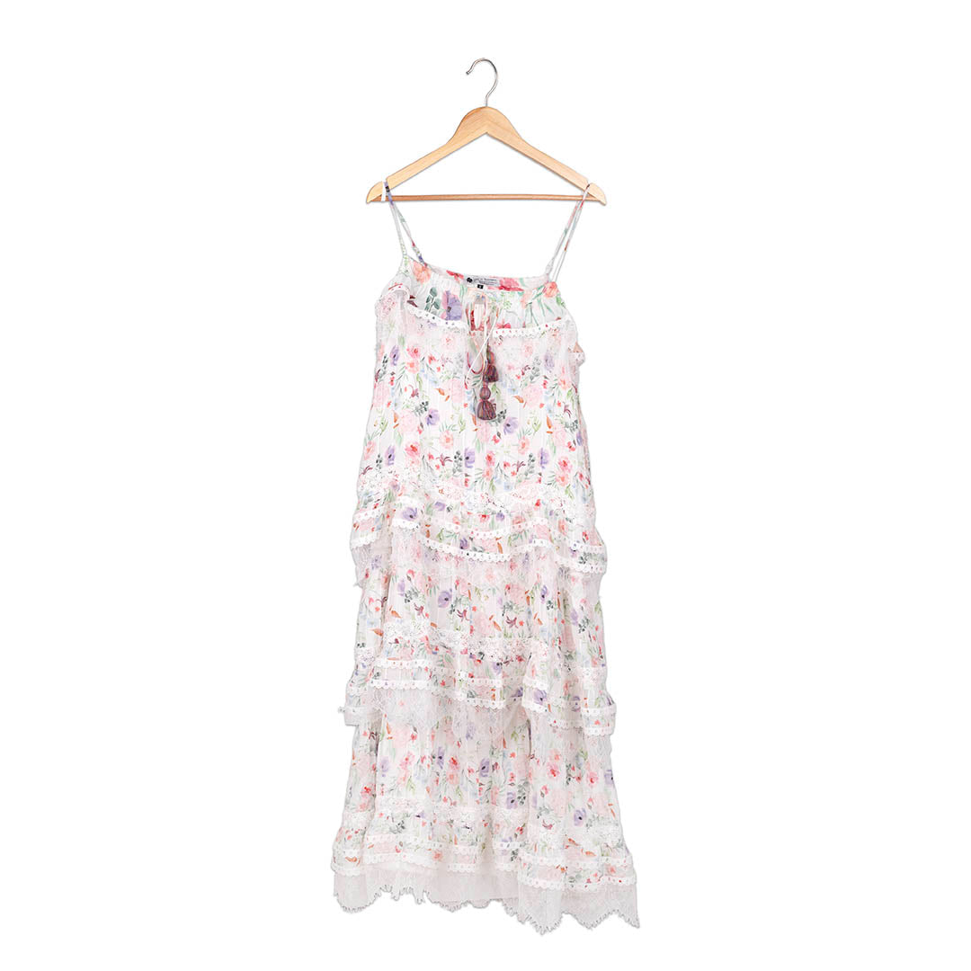 Garden - Pastel Flowers Lace-work 
Long Dress