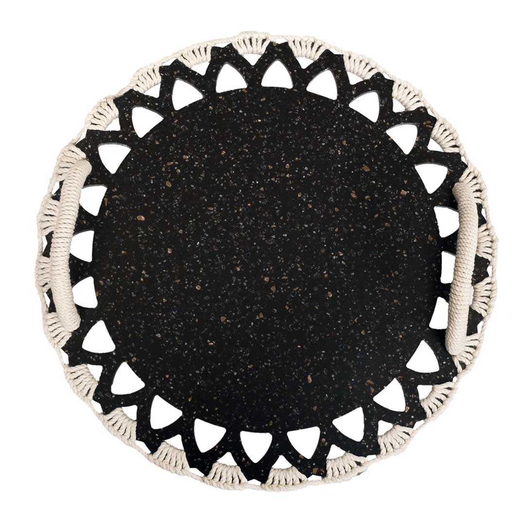 Trays - Picnic Macrame Charcoal & White Tray