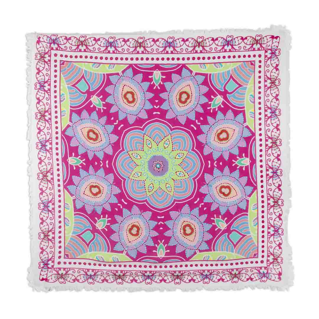 Embroidered Twill Pashmina - Mandala Pink