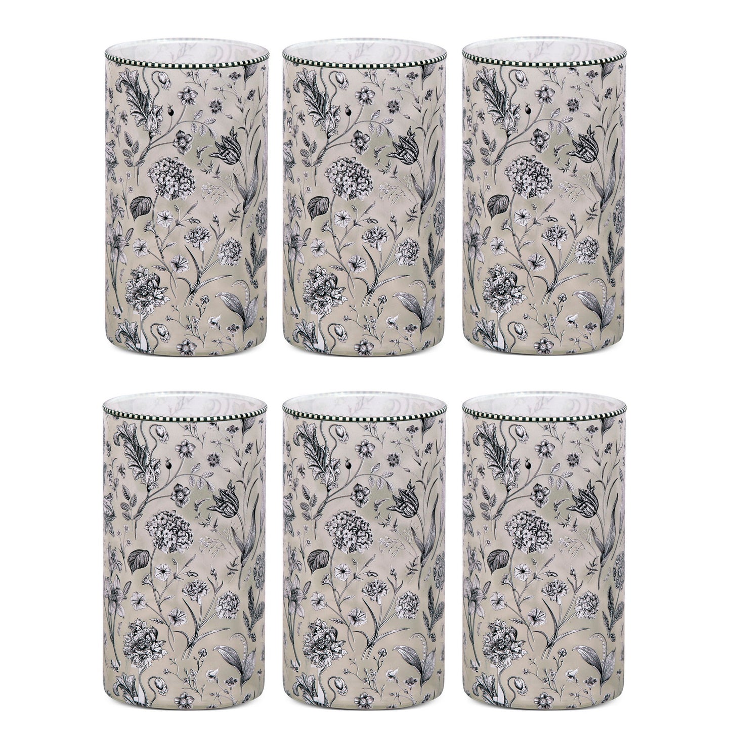 Glasses - Flora & Fauna White (Set of 6)