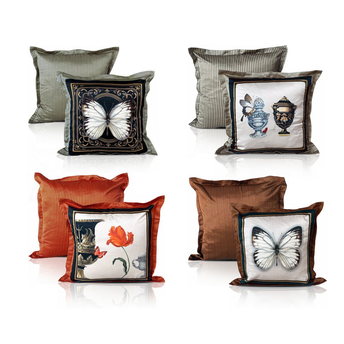 Cushion Cover - Butterflies & Birds Bourbon Silk (Set of 4)