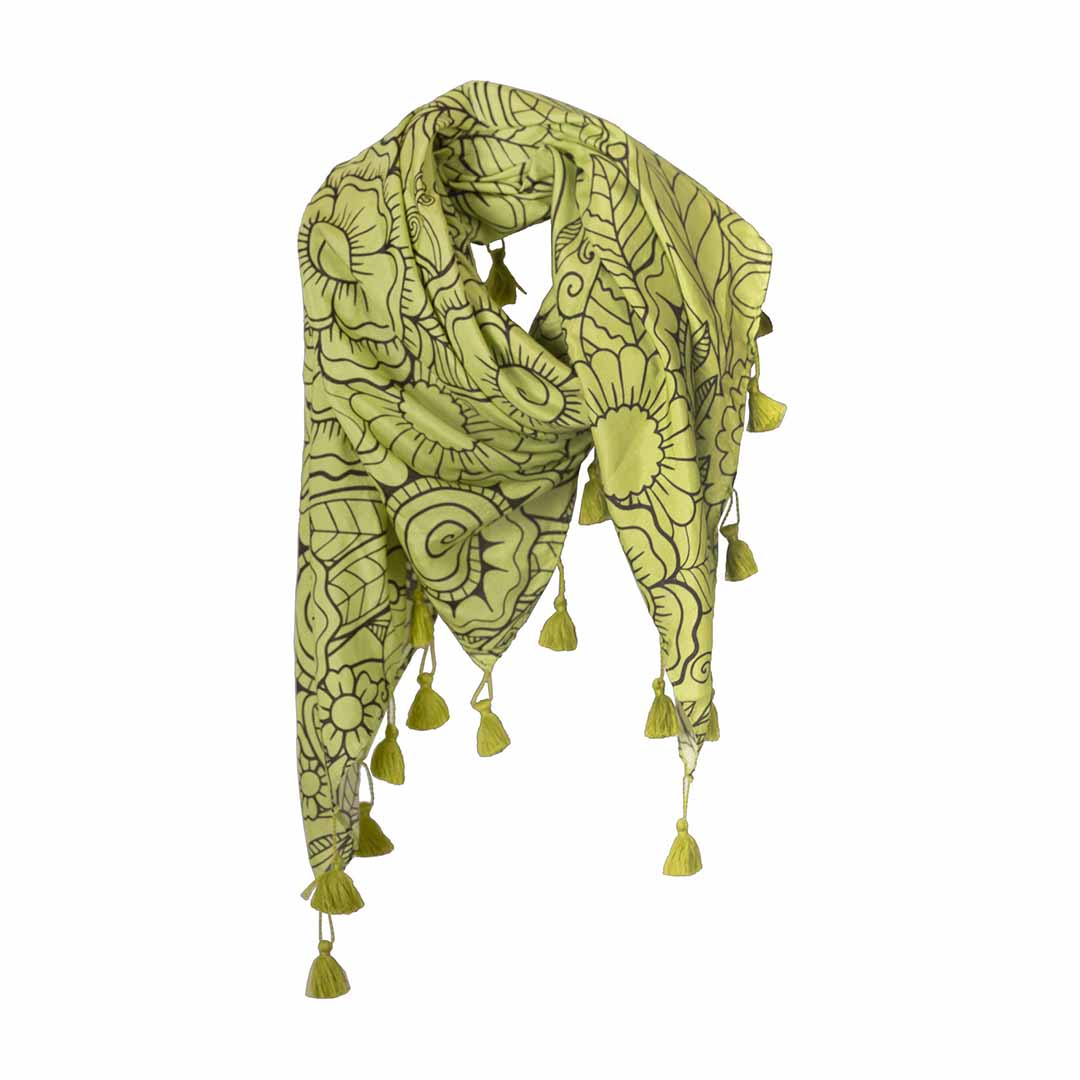 Twill Pashmina - World Map Dark Blue