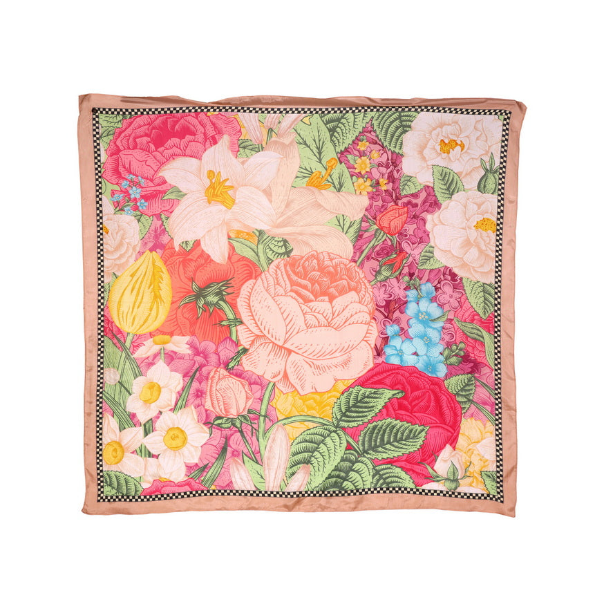 Silk Habutai - Checkered Floral