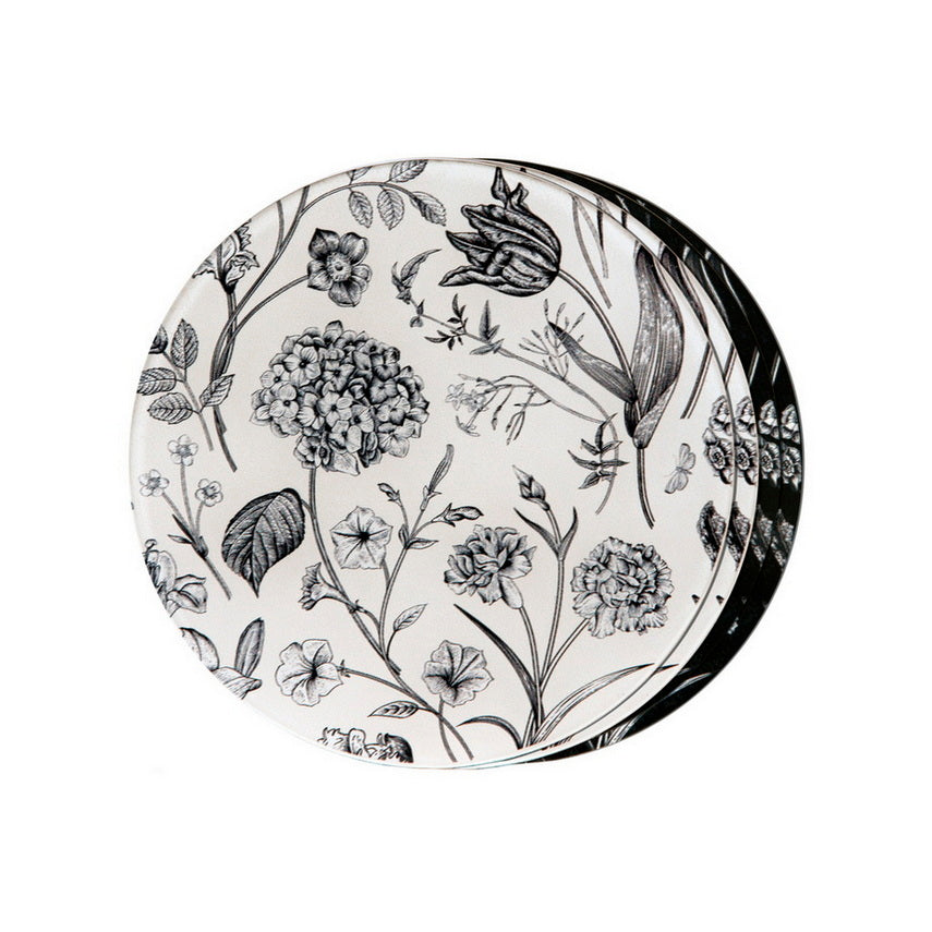Coasters - Flora & Fauna Black & White (Set of 4)