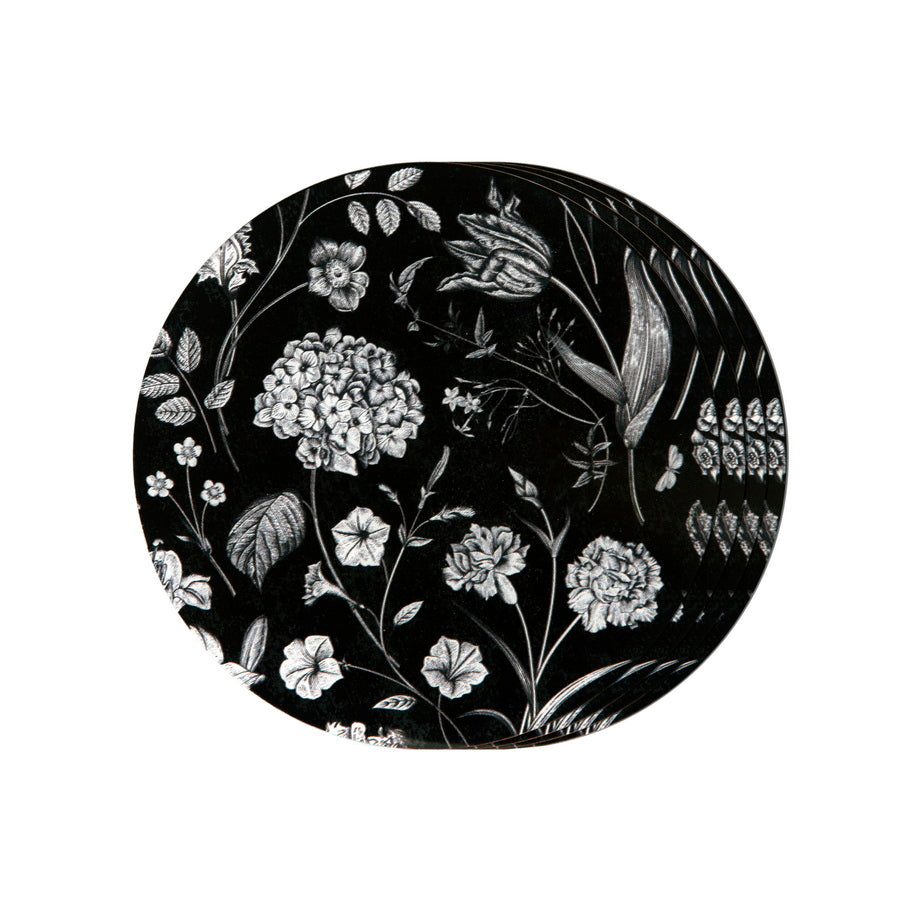 Coasters - Flora & Fauna Black (Set of 4)