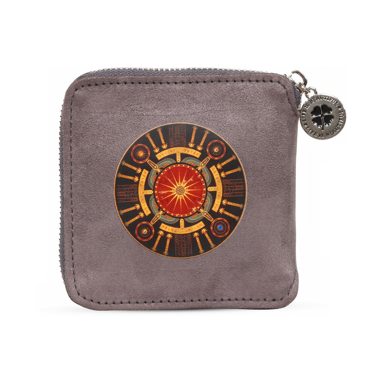 Suede Wallet – Zodiac Wheel Grey