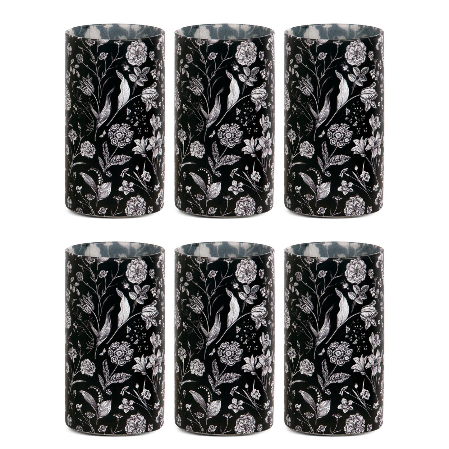 Glasses - Flora & Fauna Black (Set of 6)