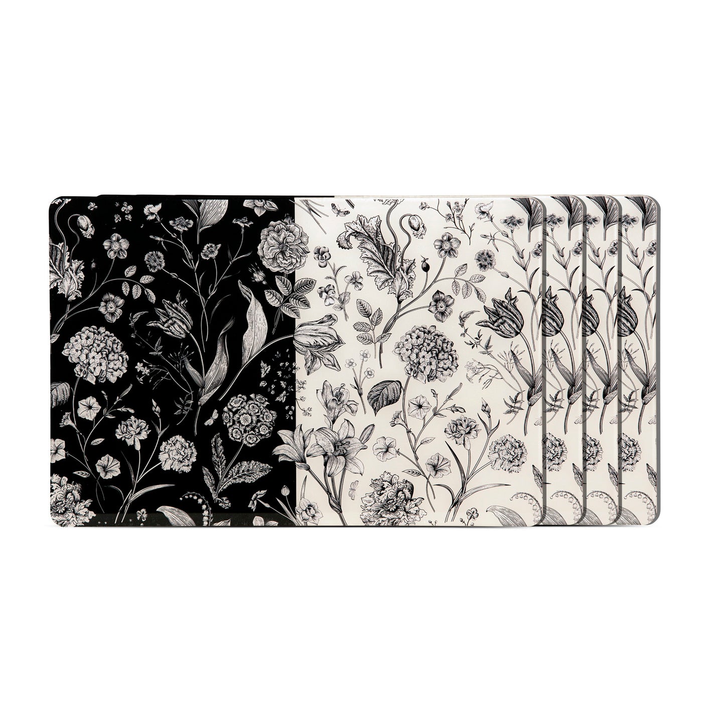 Placemat - Flora & Fauna Rectangle Black & White (Set of 4)