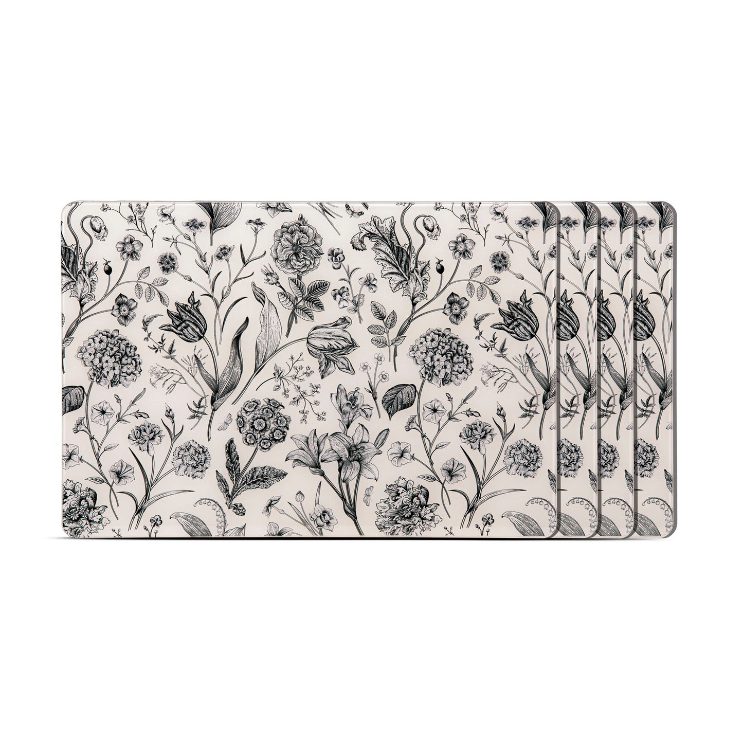 Placemat - Flora & Fauna Rectangle Flower Forest White (Set of 4)