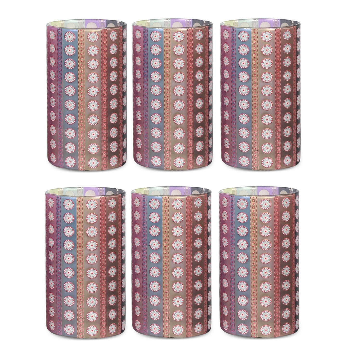 Glasses - Mandala Circle Black Tall (Set of 6)