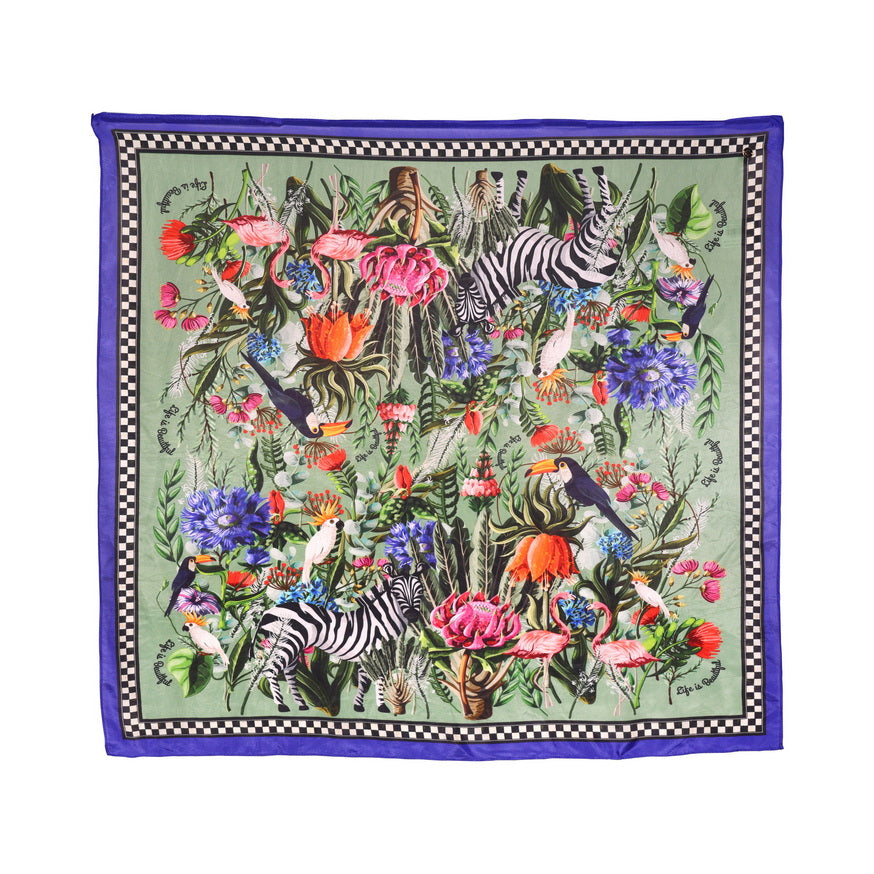 Silk Habutai - Checkered Jungle