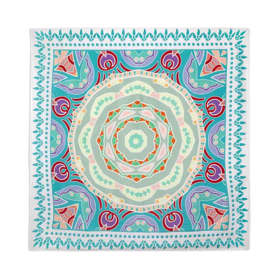 Silk Habutai - Big Mandala Blue