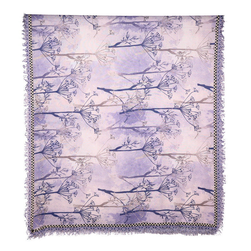 Twill Pashmina Shawl - Purple Tree