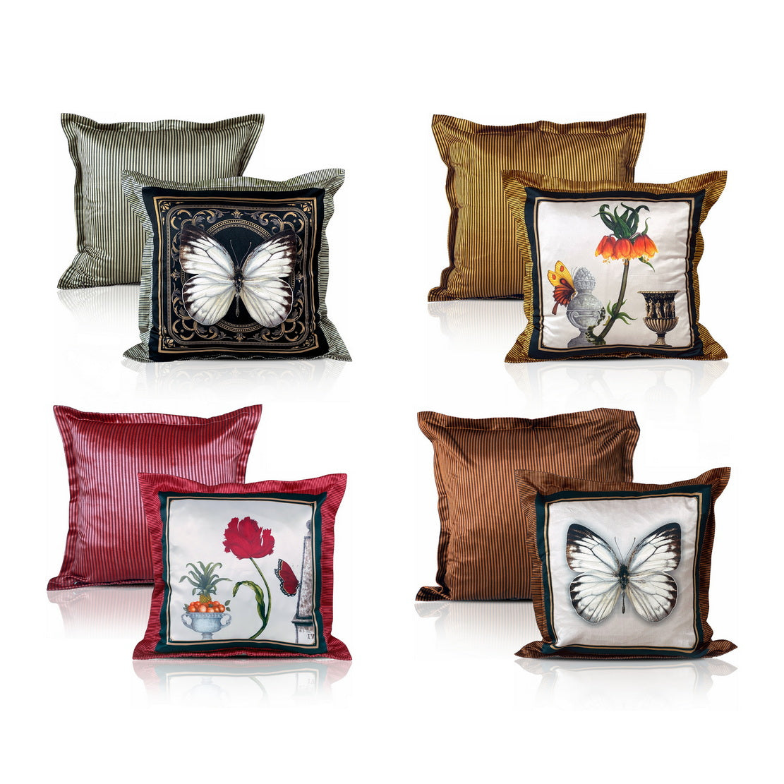 Cushion Cover - Butterflies & Birds Macy Silk (Set of 4)