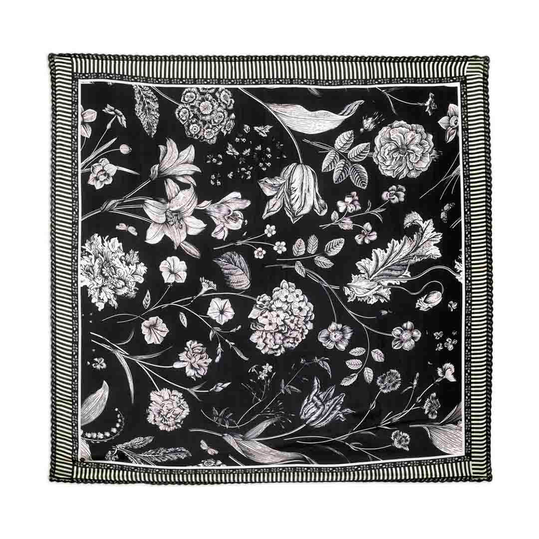 Silk Habutai - Flora & Fauna Black