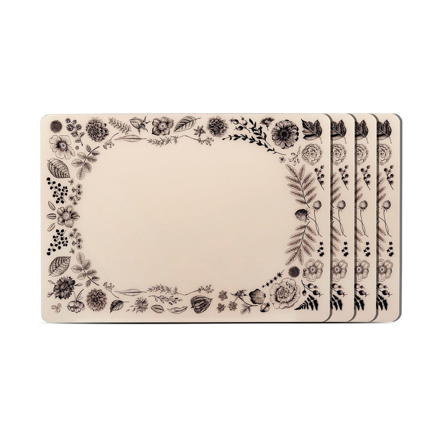 Placemat - Flora & Fauna Rectangle Flower Border  (Set of 4)