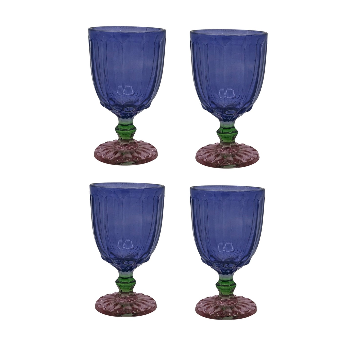 Glasses - Dotted Indigo & Pink (Set of 4)