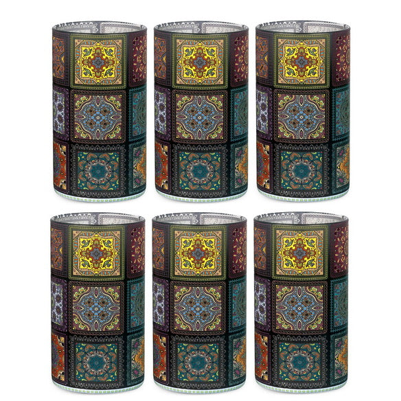 Glasses - Mandala Mix Black Tall (Set of 6)