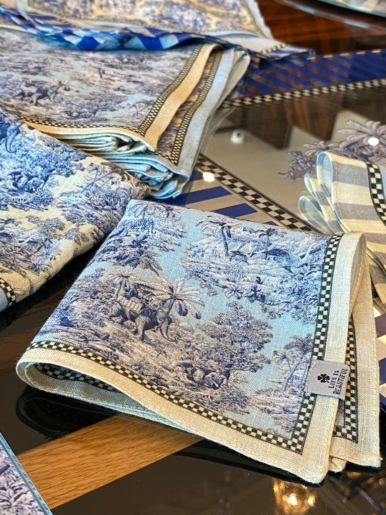Napkin Sets - Blue Elephant Cocktail Napkin 02 (Set of 4)