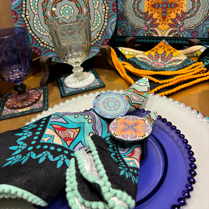 Napkin Sets - Mandala Zazu Black Rings (Set of 4)