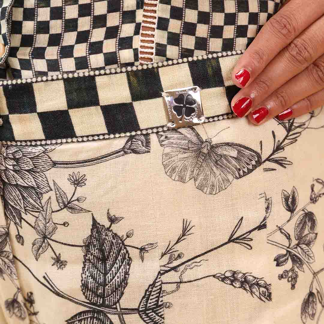 Flora & Fauna - Linen Checkered Wide Pant