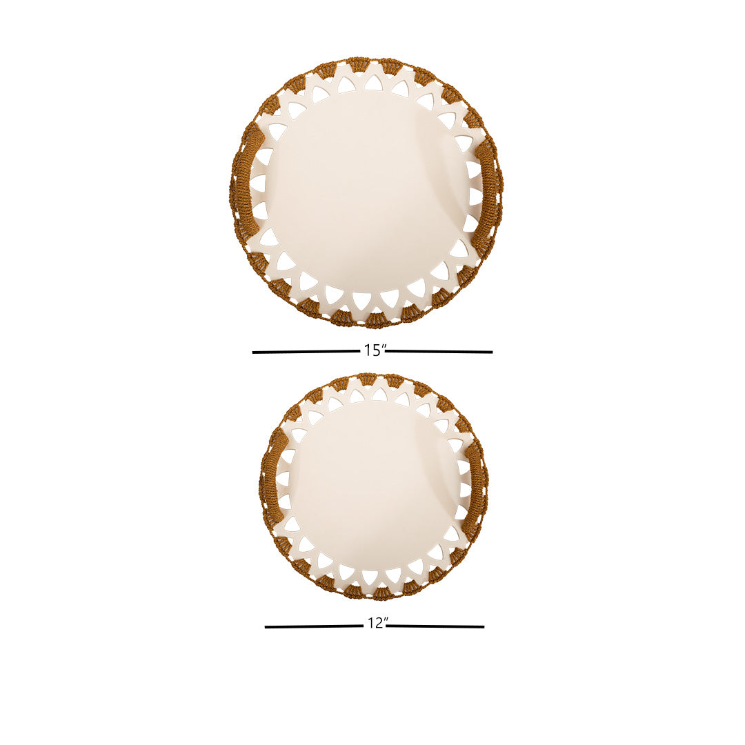 Trays - Picnic Macrame Ivory & Gold Tray