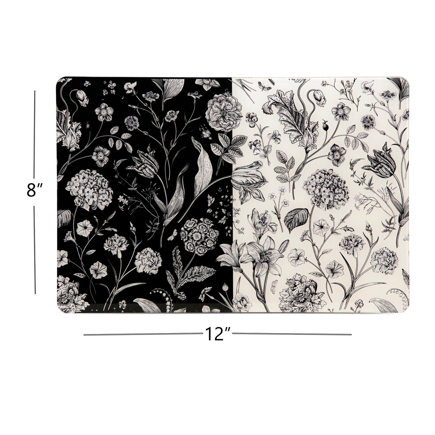 Placemat - Flora & Fauna Rectangle Black & White (Set of 4)