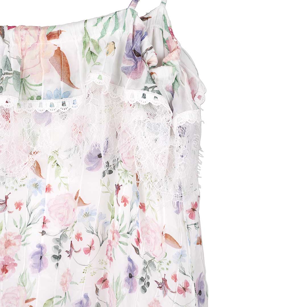 Garden - Pastel Flowers Lace-work 
Long Dress