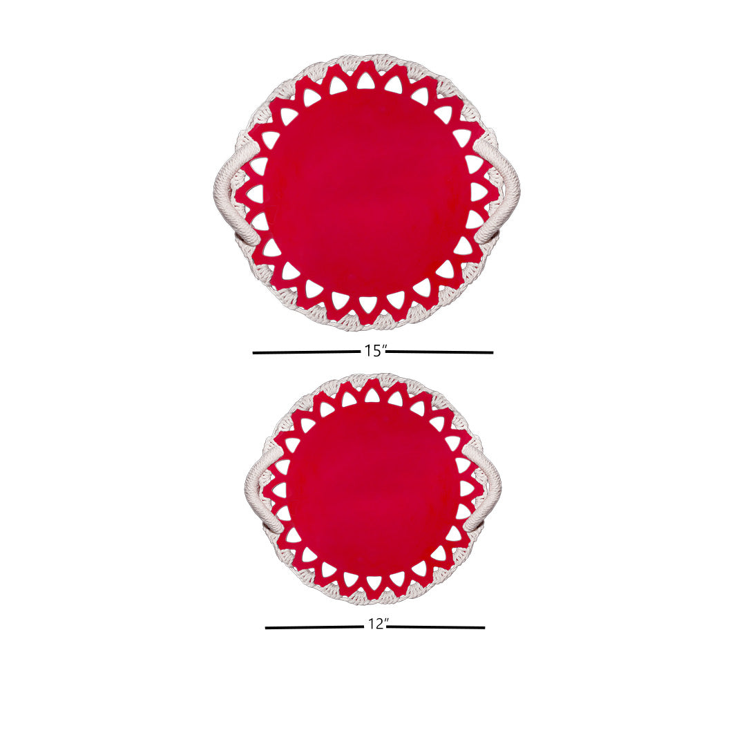 Trays - Picnic Macrame Red & Ivory Tray