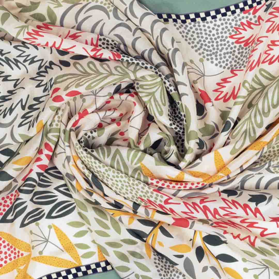 Silk Habutai - Tree Leaves Day Green