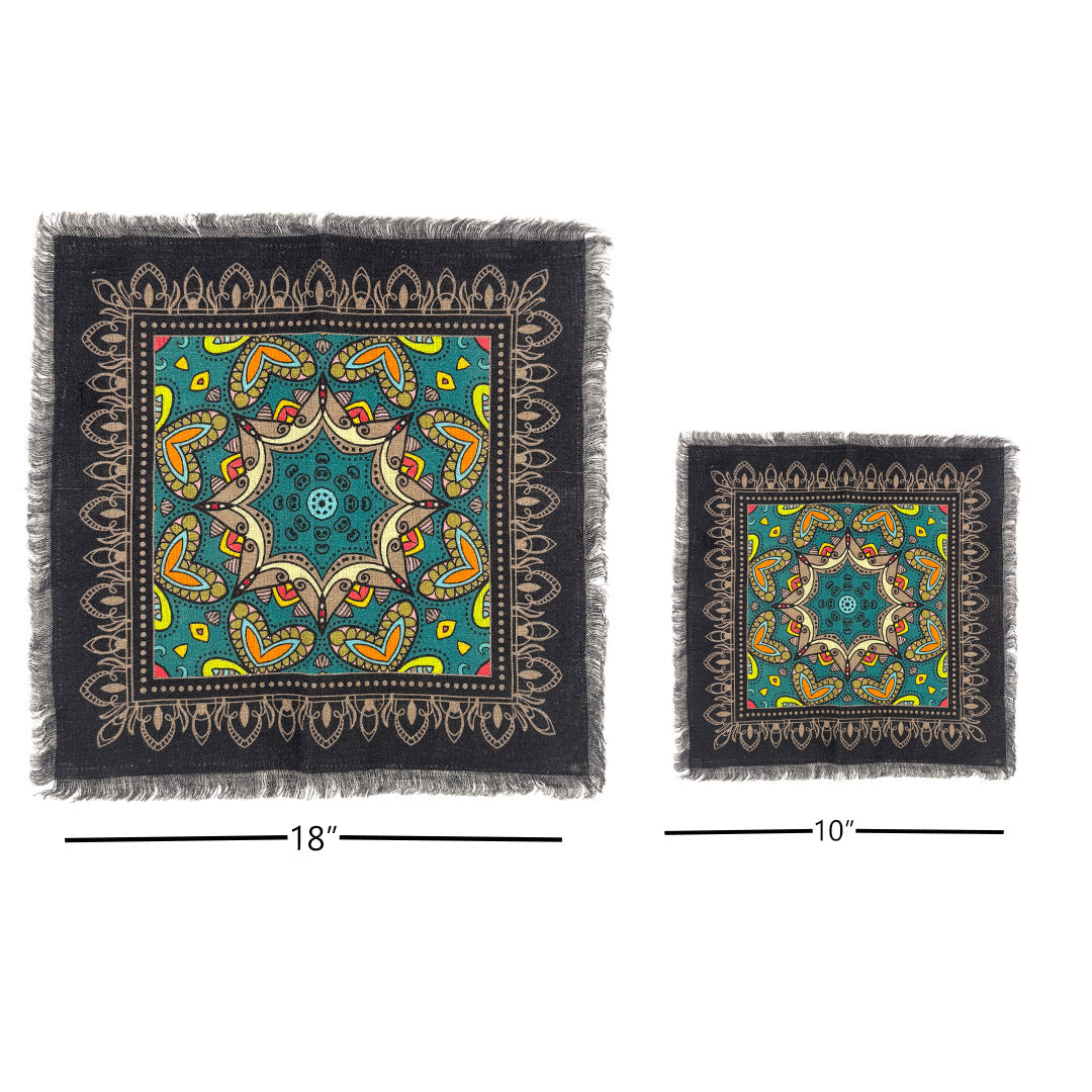 Napkin Sets - Mandala Kirost Dinner Black (Set of 4)